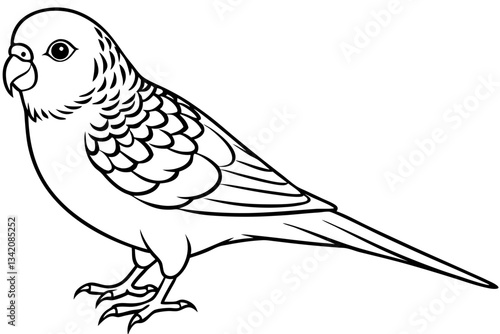 budgerigar line art silhouette vector illustration