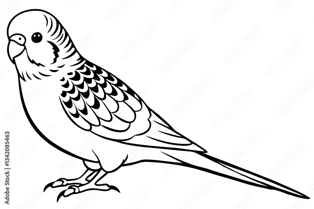 budgerigar line art silhouette vector illustration budgerigar line art silhouette vector illustration