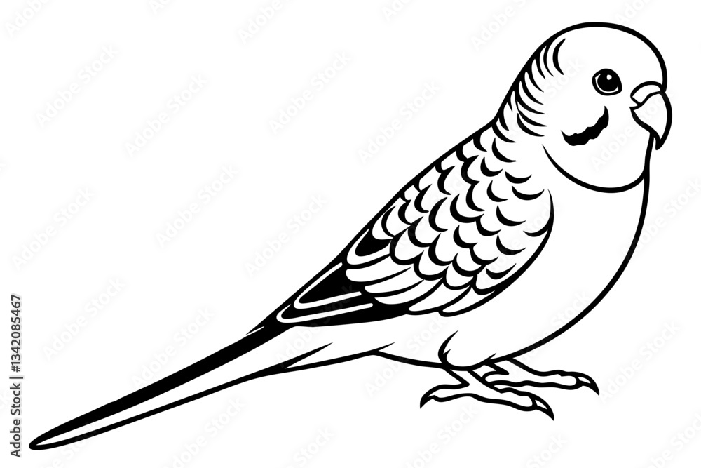 budgerigar line art silhouette vector illustration budgerigar line art silhouette vector illustration