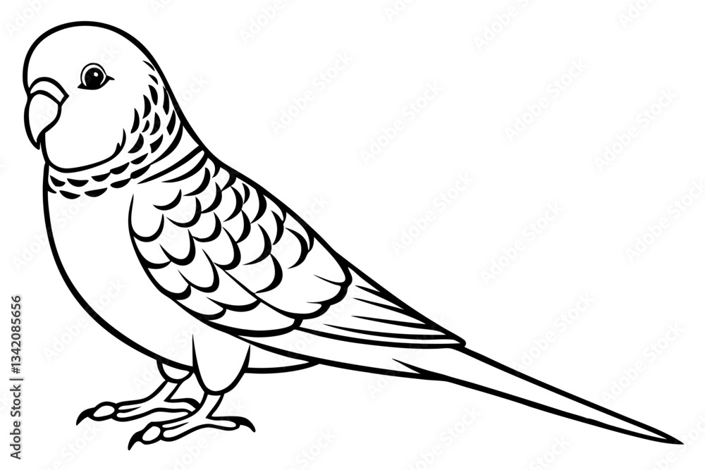 Obraz premium budgerigar line art silhouette vector illustration