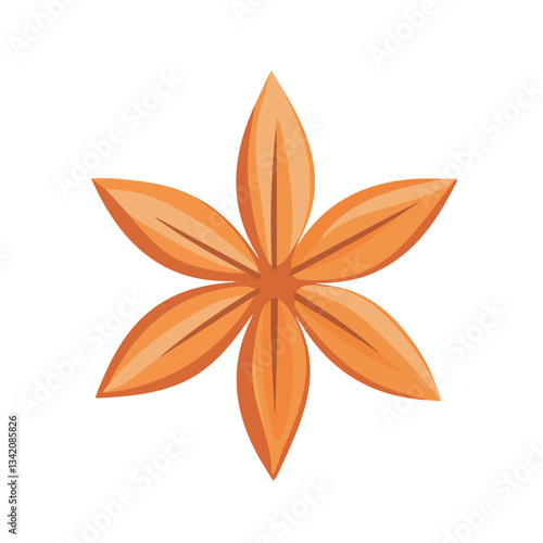 A Simple flat 2D icon anise plant isolated on a transparent background, vector, flat design, animation design, simple flat 2D icon, minimalist design, clipart, illustration