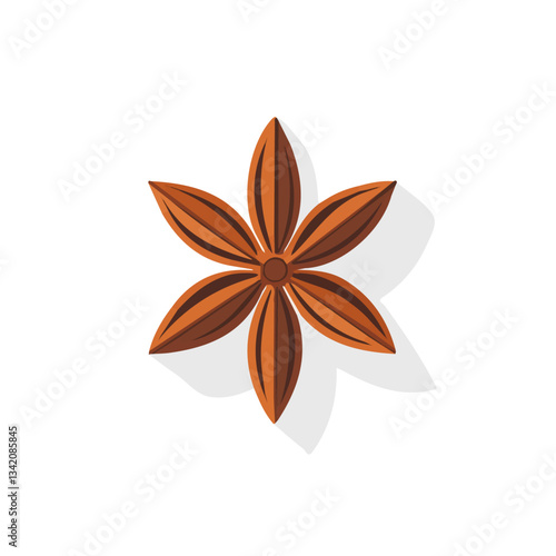 Simple flat 2D icon anise plant isolated on a transparent background, vector, flat design, animation design, simple flat 2D icon, minimalist design, clipart, illustration