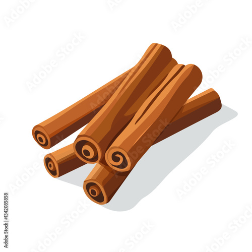A Simple flat 2D icon cinnamon branch isolated on a transparent background, vector, flat design, animation design, simple flat 2D icon, minimalist design, clipart, illustration