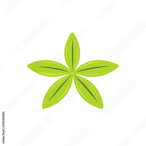 A Simple flat 2D icon green anise plant isolated on a transparent background, vector, flat design, animation design, simple flat 2D icon, minimalist design, clipart, illustration