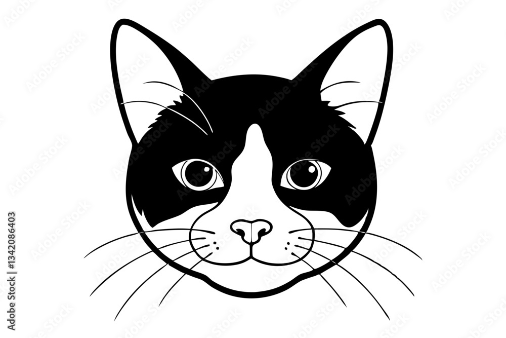 Fototapeta premium cat head line art silhouette vector illustration