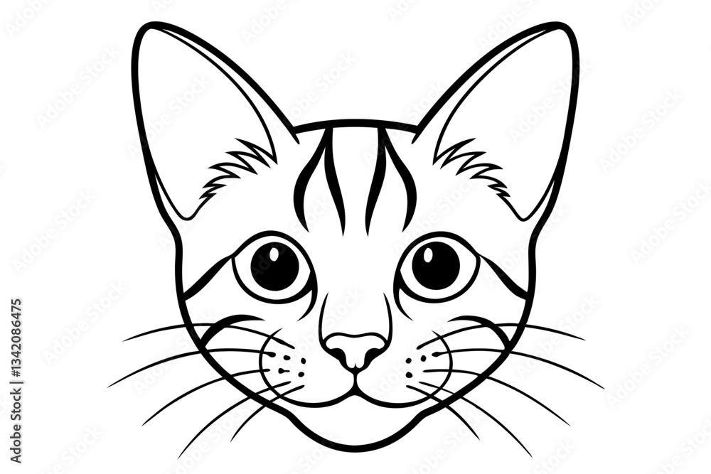 cat head line art silhouette vector illustration cat head line art silhouette vector illustration