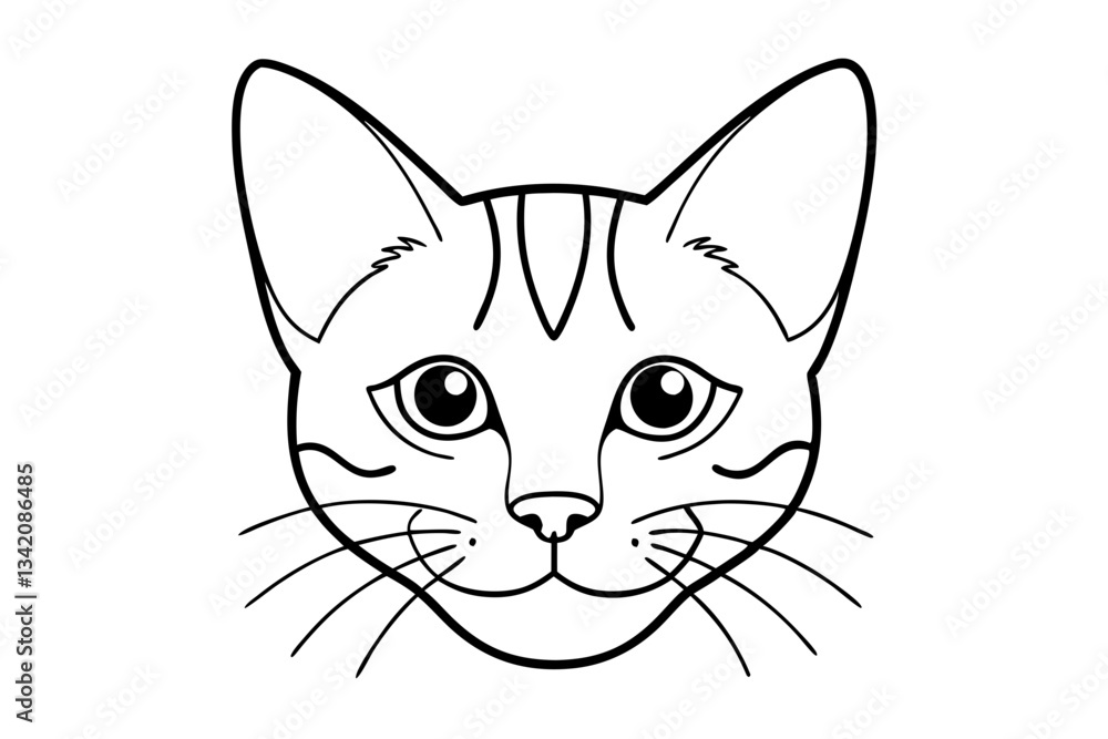 cat head line art silhouette vector illustration cat head line art silhouette vector illustration