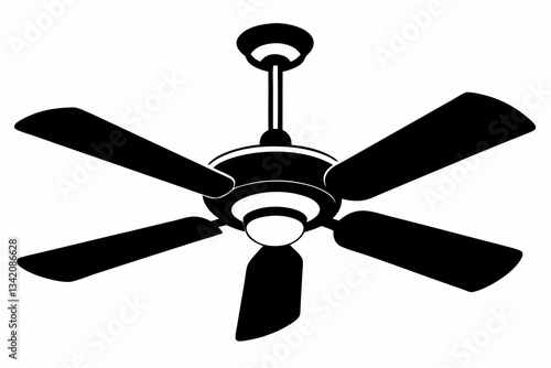 ceiling fan line art silhouette vector illustration