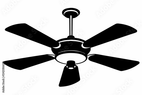 ceiling fan line art silhouette vector illustration