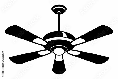 ceiling fan line art silhouette vector illustration