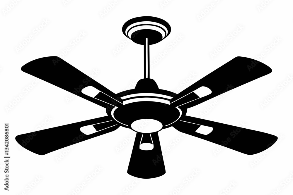 ceiling fan line art silhouette vector illustration