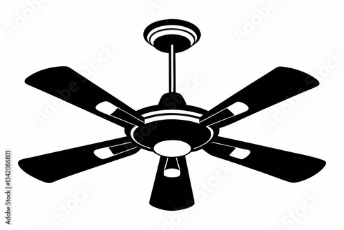 ceiling fan line art silhouette vector illustration