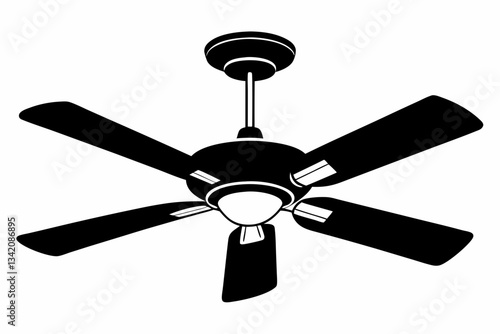 ceiling fan line art silhouette vector illustration