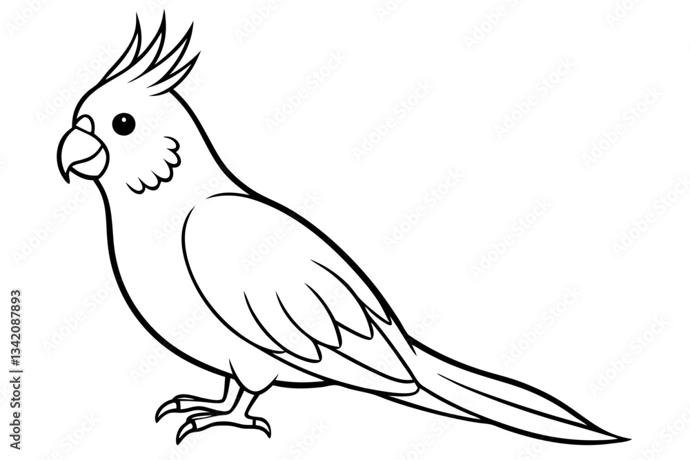 Obraz premium cockatiel line art silhouette vector illustration