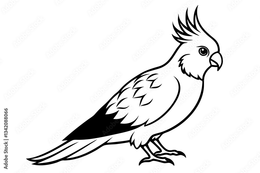 Obraz premium cockatiel line art silhouette vector illustration