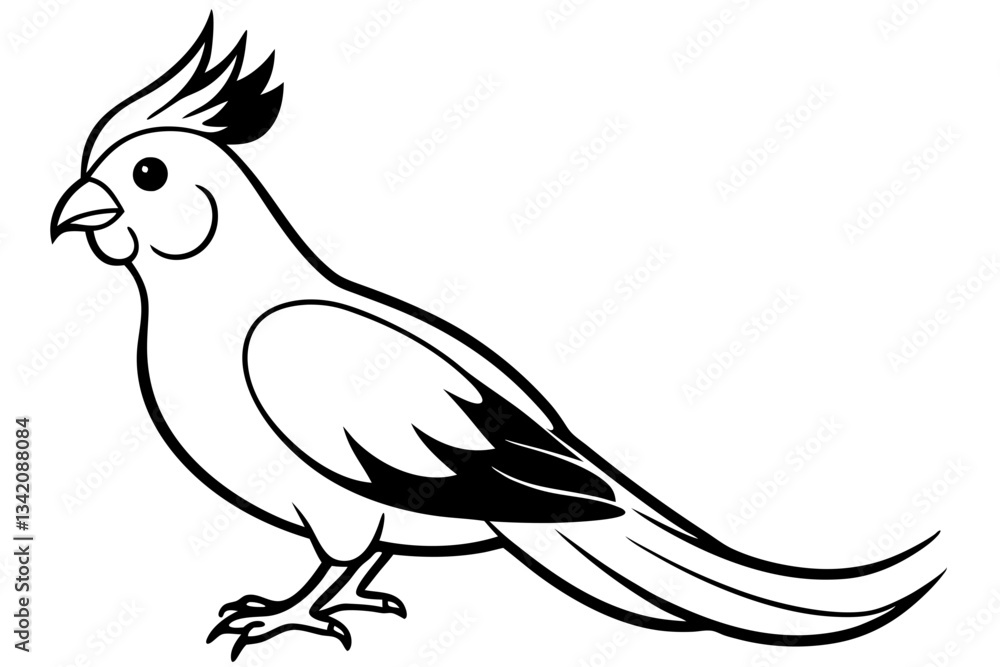 Fototapeta premium cockatiel line art silhouette vector illustration