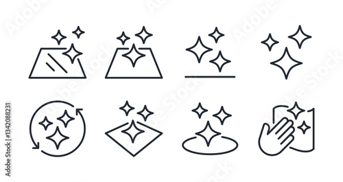 Clean surface editable stroke outline icons set isolated on white background flat vector illustration. Pixel perfect. 64 x 64.