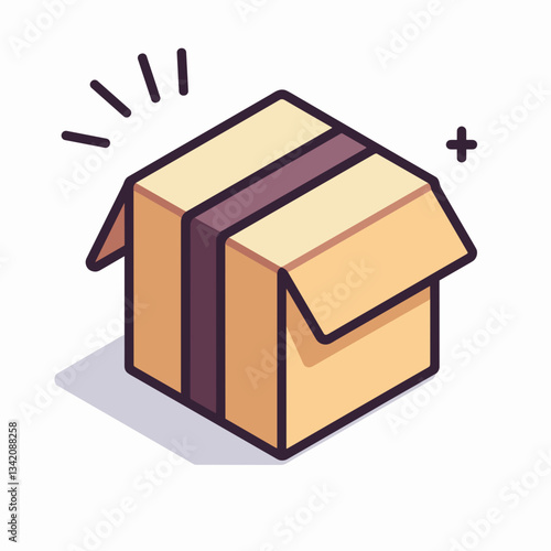 Open subscription box icon with cheerful design, e-commerce concept