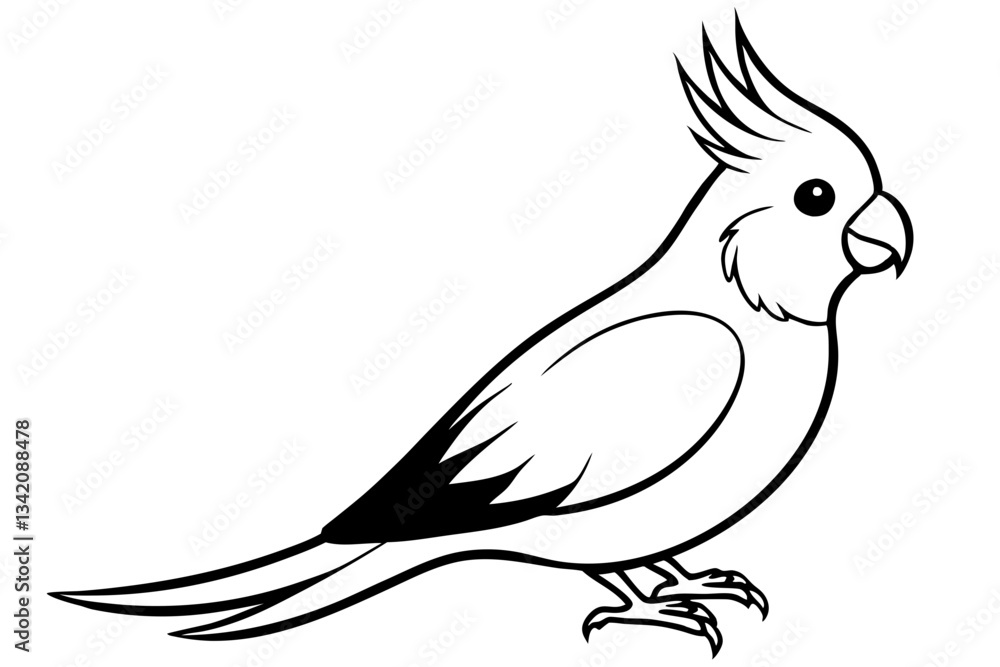 Fototapeta premium cockatiel line art silhouette vector illustration
