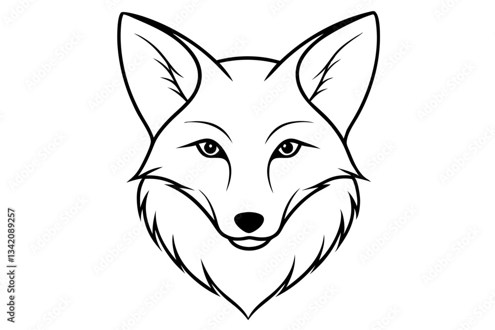 Obraz premium elegant fox head line art silhouette vector illustration