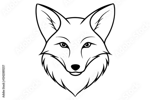 elegant fox head line art silhouette vector illustration