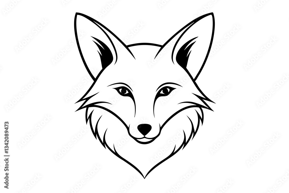 elegant fox head line art silhouette vector illustration elegant fox head line art silhouette vector illustration