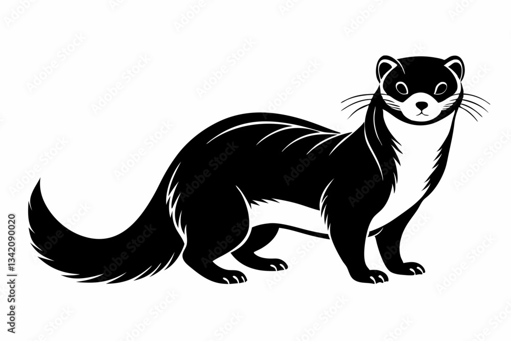 Obraz premium ferret line art silhouette vector illustration