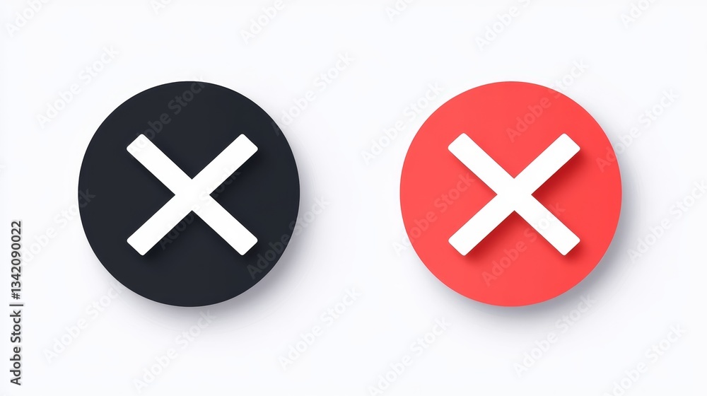 Tick and cross symbols in circles. These icons are used in quizzes to show right and wrong answers. Tick and cross symbols in circles. These icons are used in quizzes to show right and wrong answers.