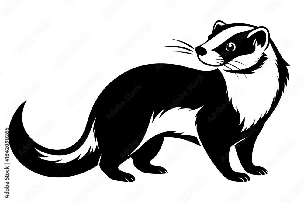 ferret line art silhouette vector illustration ferret line art silhouette vector illustration
