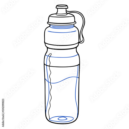 Water Bottle Outline with Water Inside  
