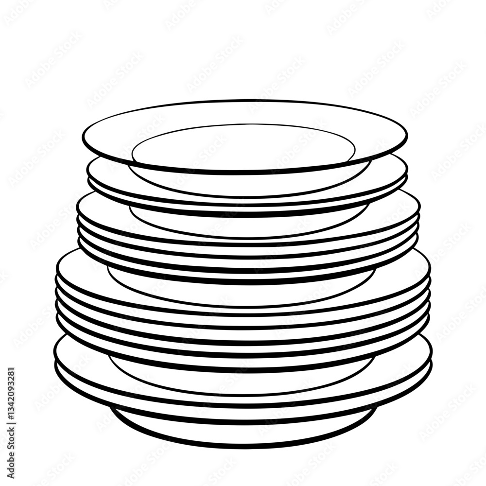 Stacked plates in a minimalist design style Stacked plates in a minimalist design style