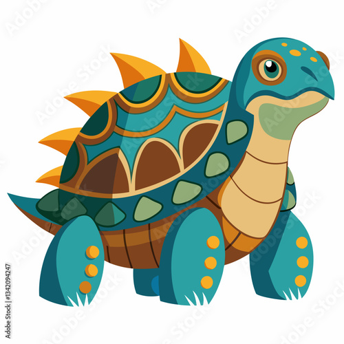 Vibrant Turtle Illustration: A vividly illustrated turtle, adorned with an array of intricate patterns and radiant hues, poised to captivate with its artistic charm.