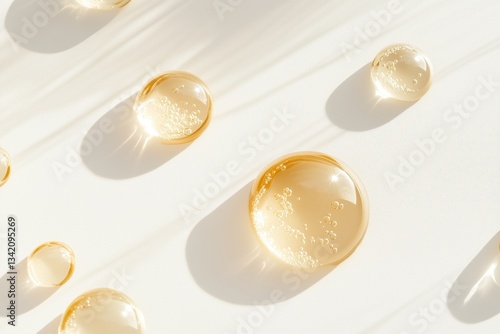 golden serum drops on light background