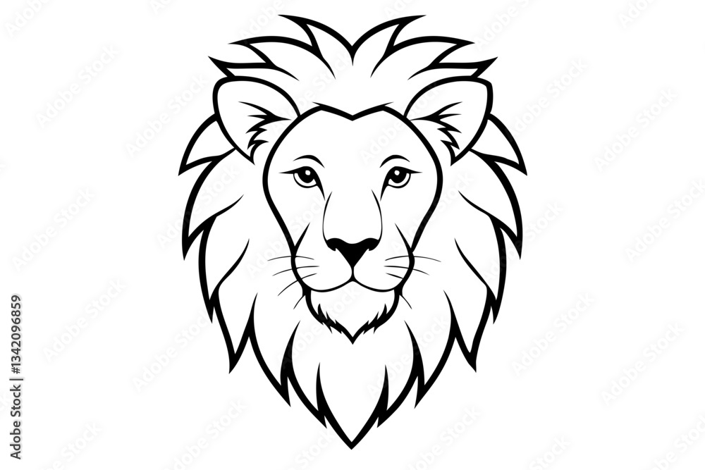 Fototapeta premium lion head line art silhouette vector illustration