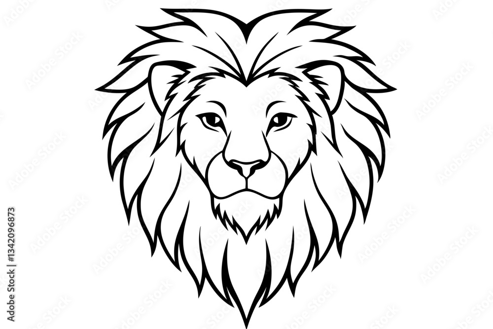 Obraz premium lion head line art silhouette vector illustration