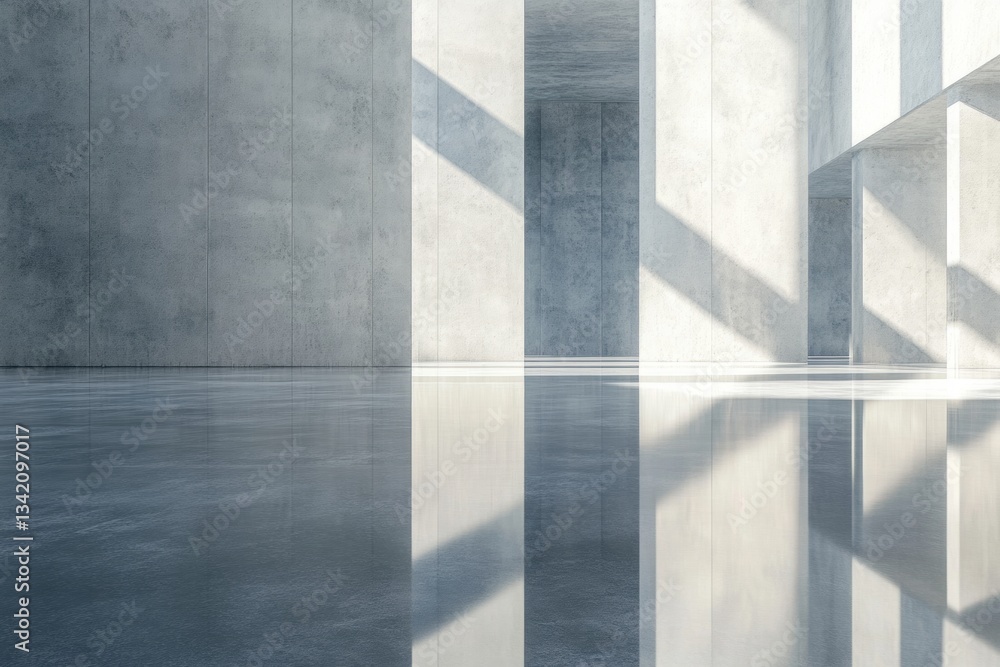 Obraz premium Minimalist Cement Surface with Reflections and Shadows