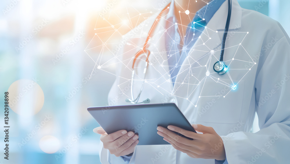Doctor Using Tablet, Modern Healthcare Technology, Medical Network Doctor Using Tablet, Modern Healthcare Technology, Medical Network