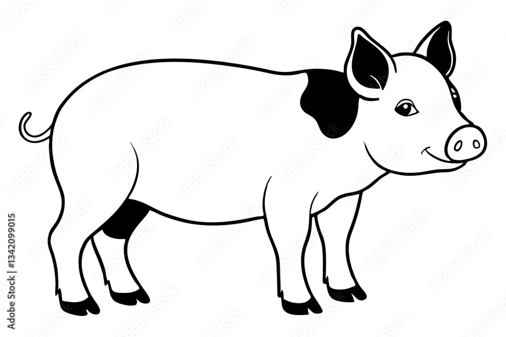 Fototapeta premium pig line art silhouette vector illustration