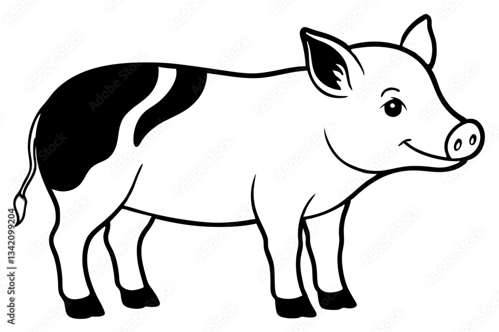 pig line art silhouette vector illustration pig line art silhouette vector illustration