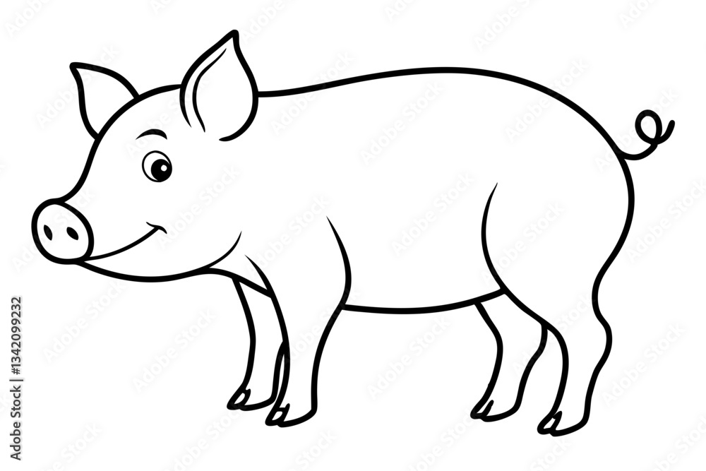 pig line art silhouette vector illustration pig line art silhouette vector illustration