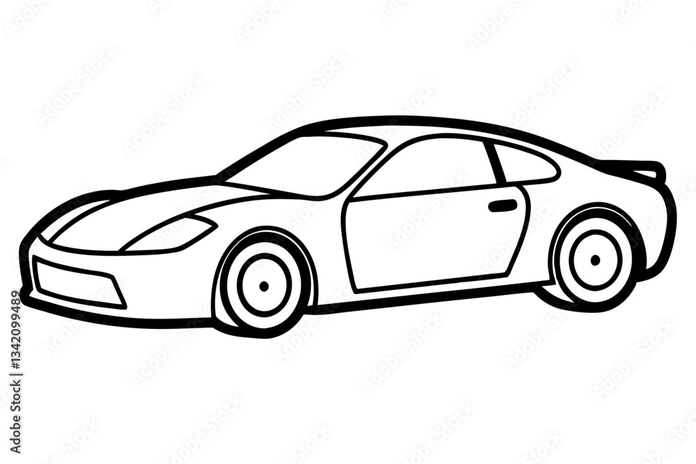 Naklejka premium racing car line art silhouette vector illustration