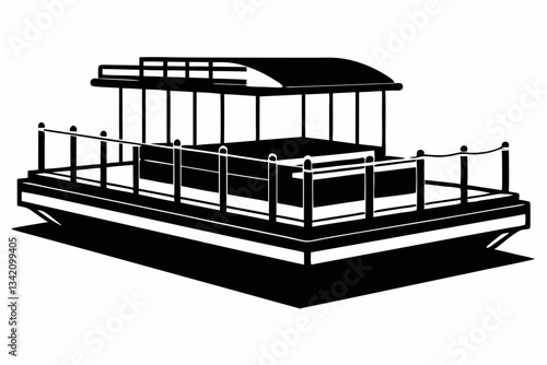 pontoon line art silhouette vector illustration
