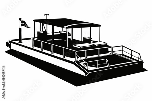 pontoon line art silhouette vector illustration