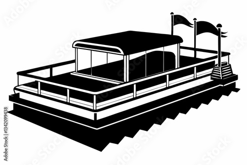 pontoon line art silhouette vector illustration