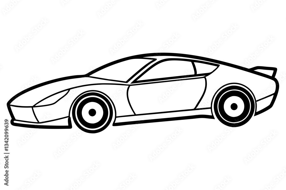 Naklejka premium racing car line art silhouette vector illustration