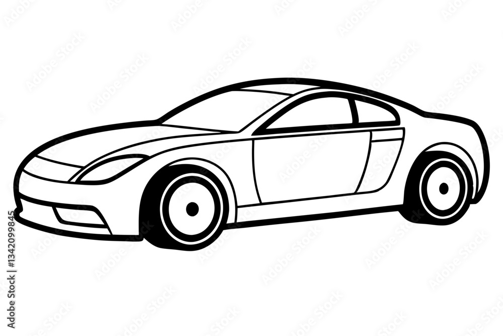 Naklejka premium racing car line art silhouette vector illustration