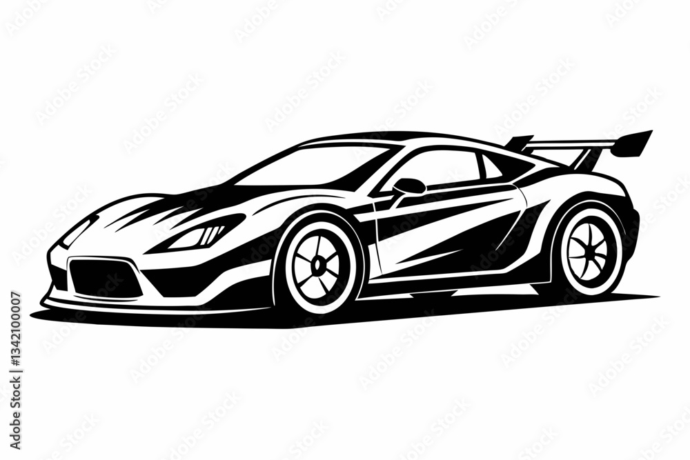 Naklejka premium racing car line art silhouette vector illustration