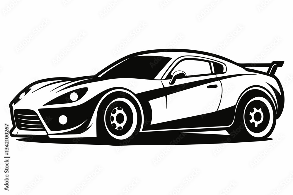 Fototapeta premium racing car line art silhouette vector illustration