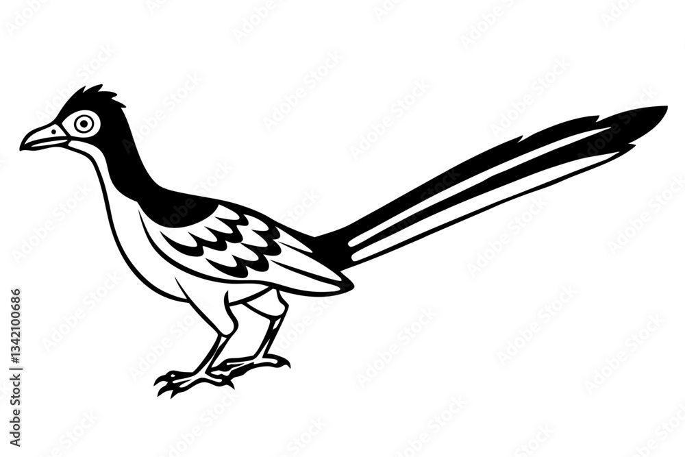 Obraz premium roadrunner line art silhouette vector illustration