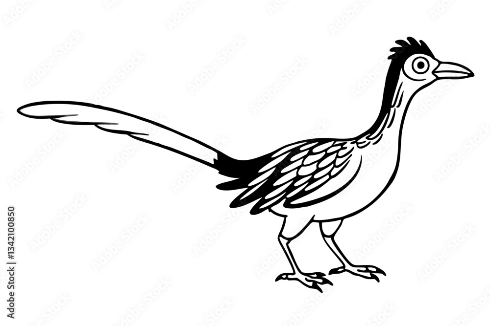 Fototapeta premium roadrunner line art silhouette vector illustration